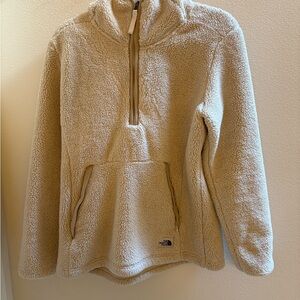 The North Face Women Cream Fleece Jacket size medium hooded